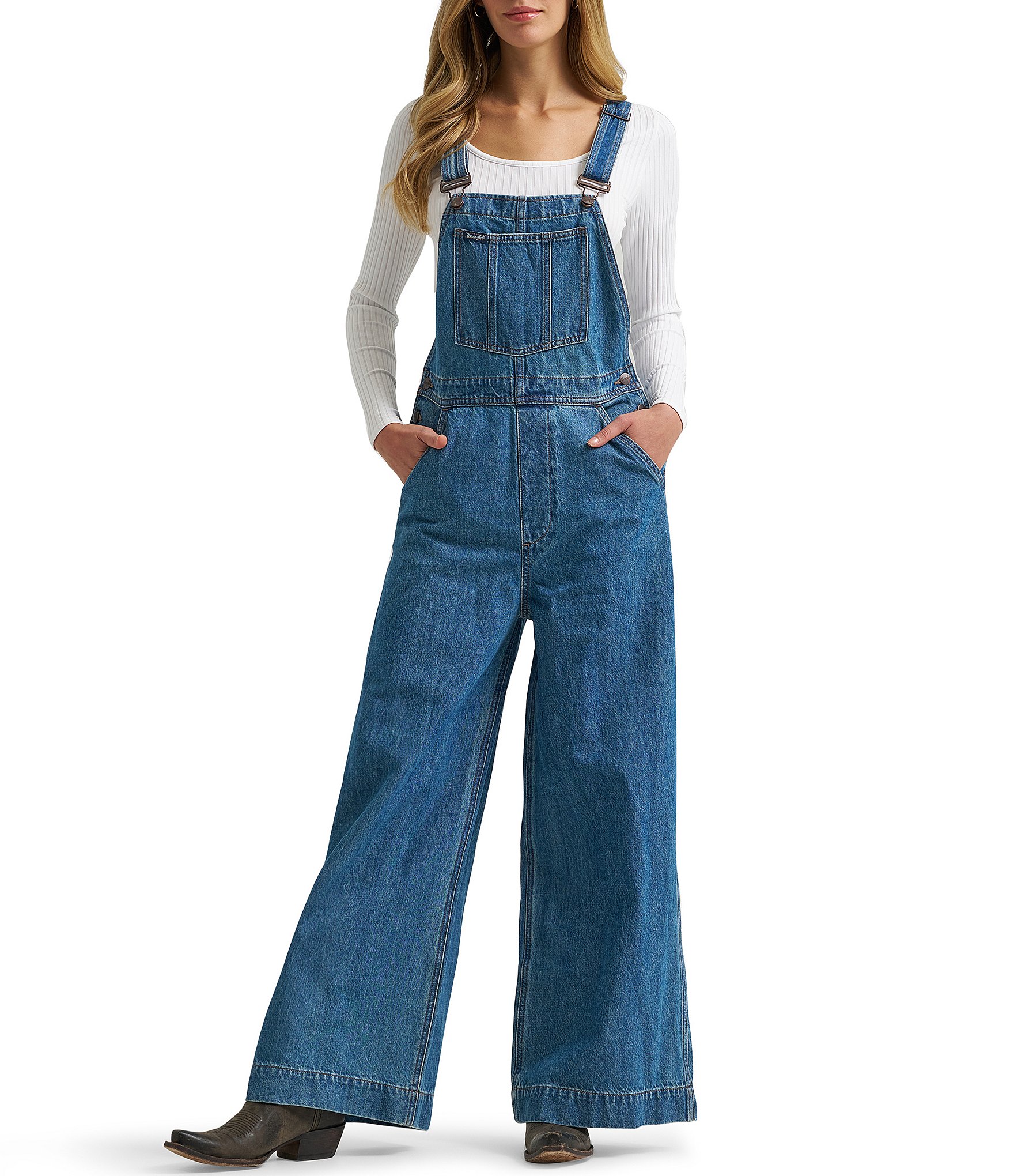 Wrangler® Retro® Sleeveless Wide Leg Overalls