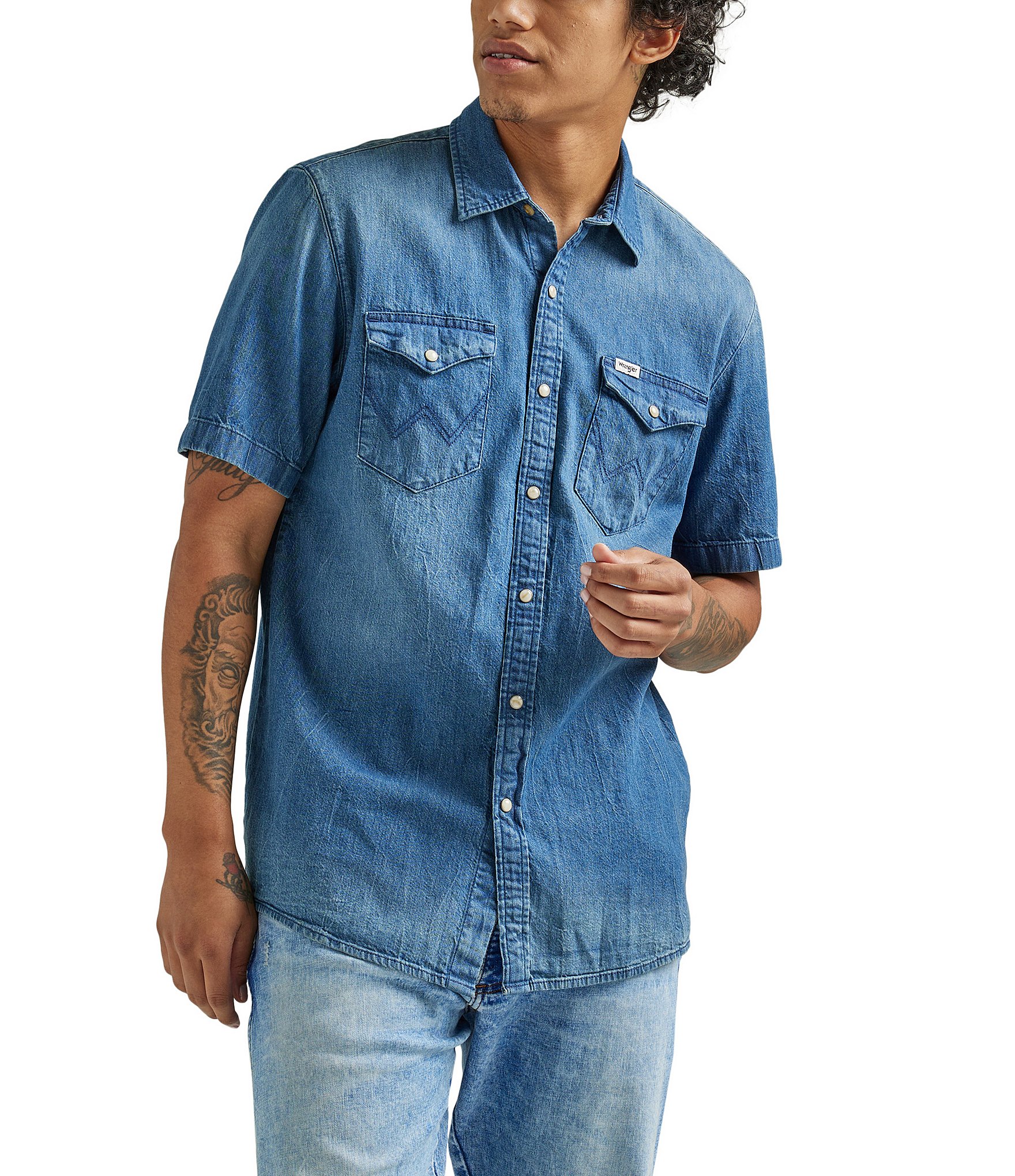 Wrangler® Short-Sleeve Denim Western Shirt | Dillard's