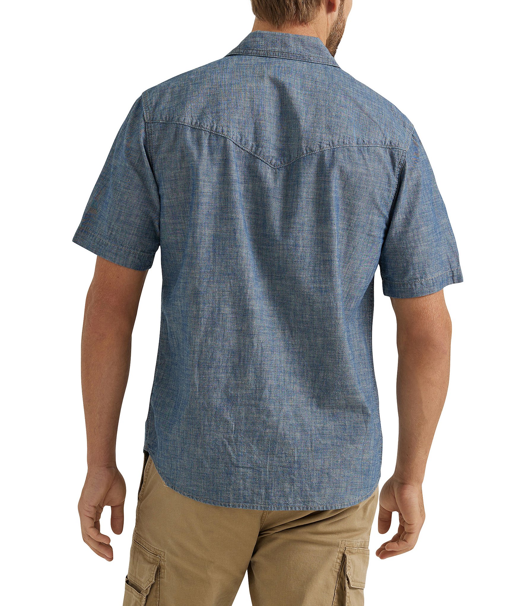 Wrangler® Short Sleeve Pocketed Denim Western Shirt