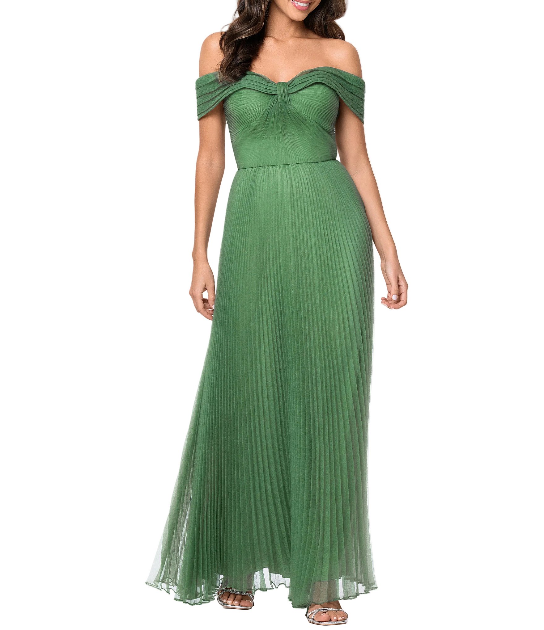 slim fit dress slacks Dark Green Satin Off Shoulder Knee Length Party Dress, Green Homecomin –  Cutedressy main image 0