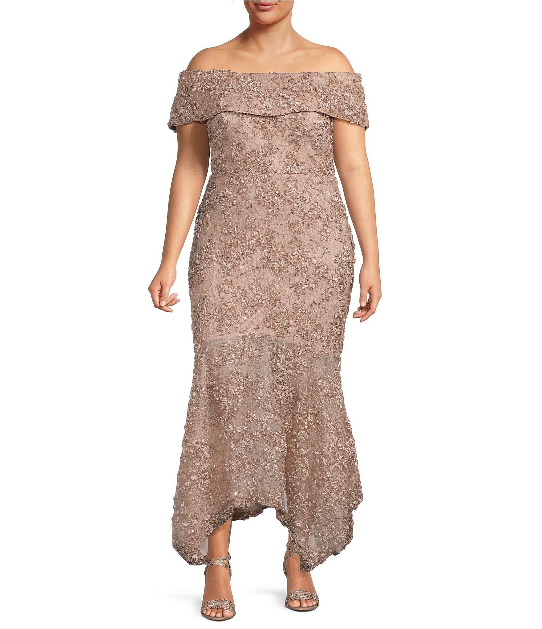 Overlap High Low Mermaid Scales Plus Size Dress