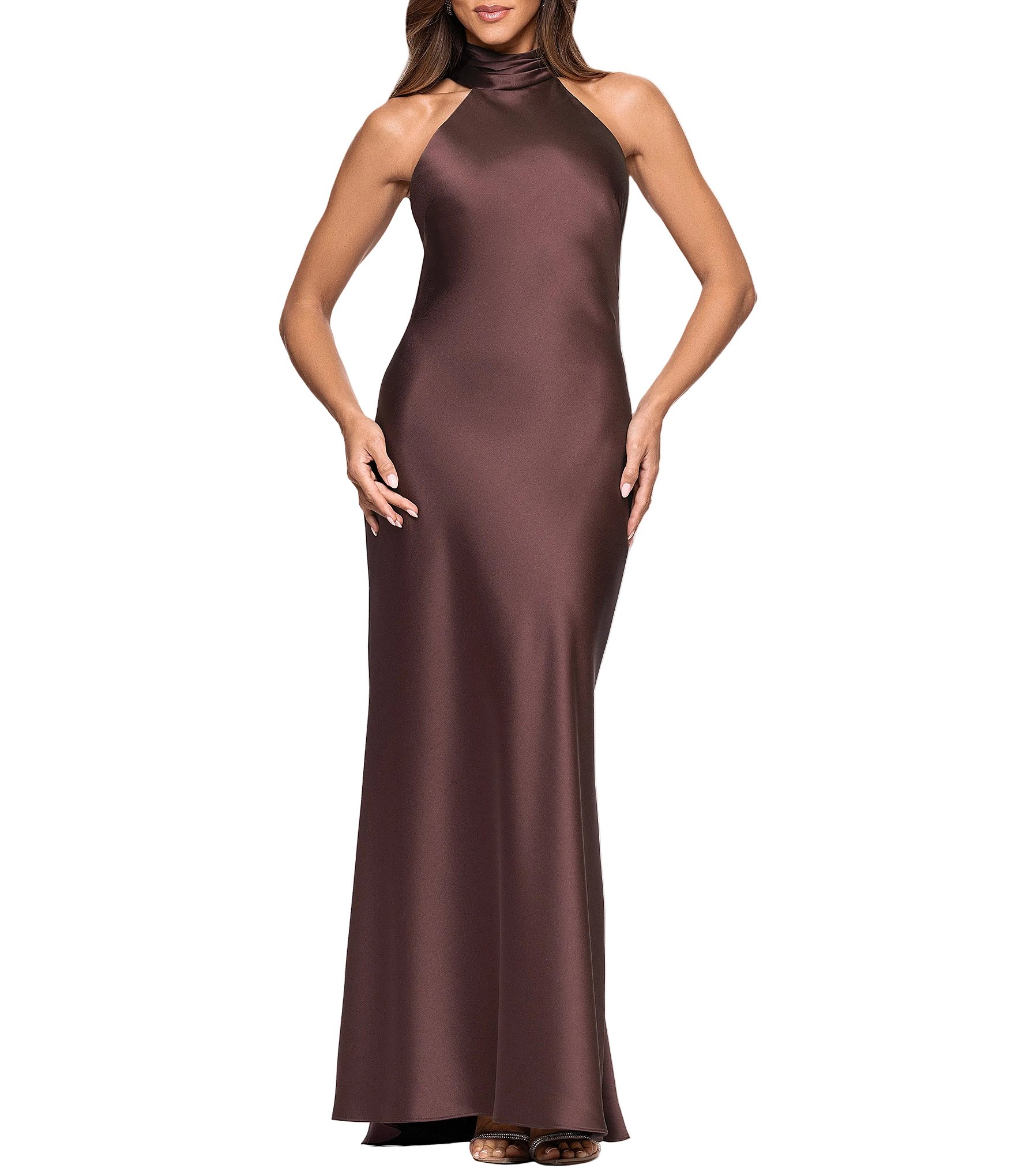 satin brown dress Long Sleeve Bow Gown In Chocolate, Chocolate / Regular / 12 Brown Custom Size If you require a custom size GRWM styling the perfect chocolate