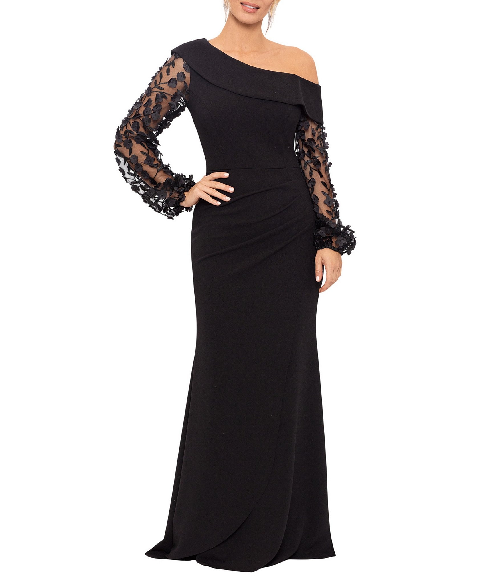 slit dress for women Long Prom by LaDivine 7485 The Pretty Plans Dress satin heels Sophisticated leg slit for Waist Size:55 - 67 cm