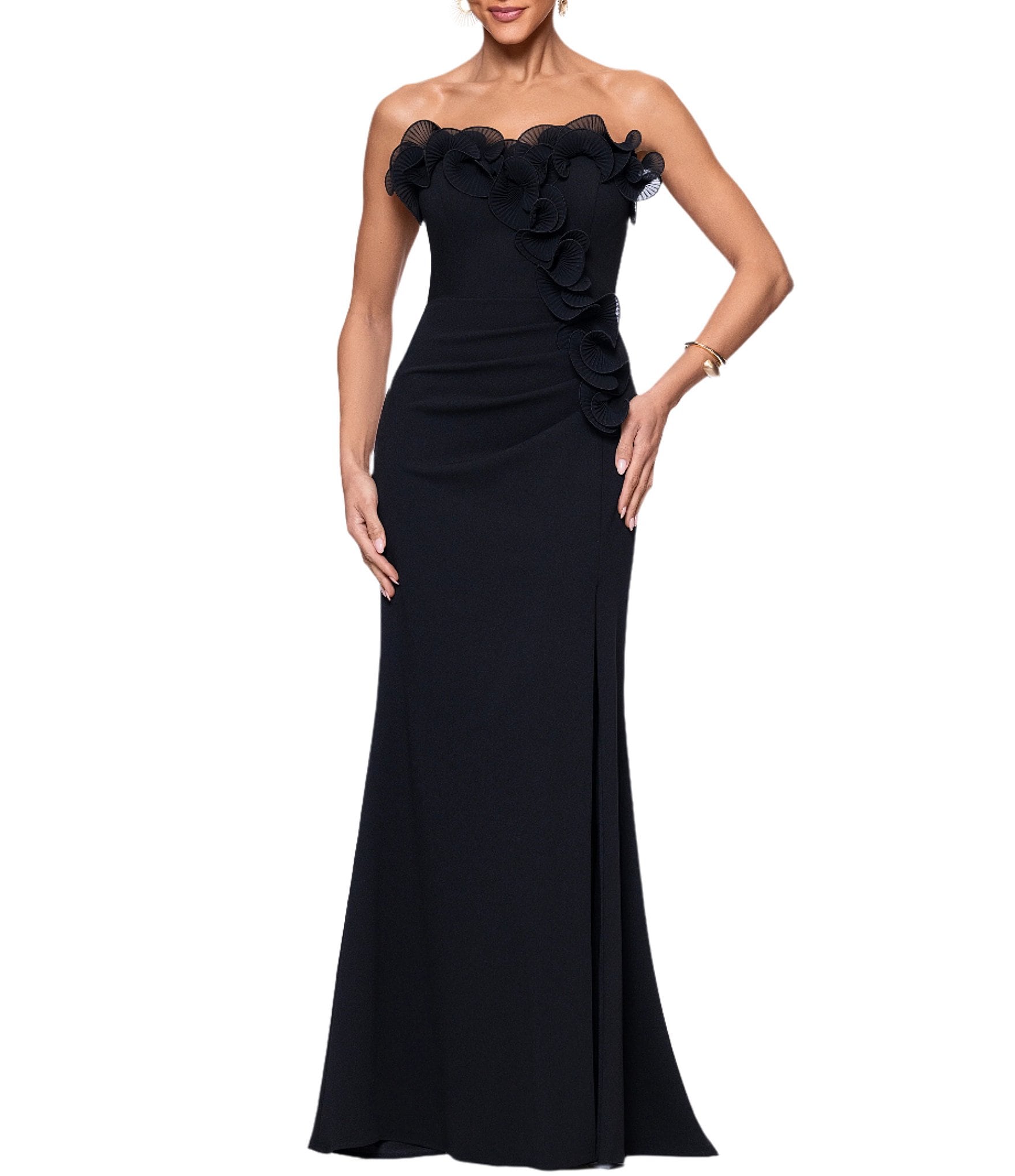 strapless mother of the bride dresses Montage by Mon Cheri M2228 Made with high Strapless Sleeveless Midi A-Line Mother