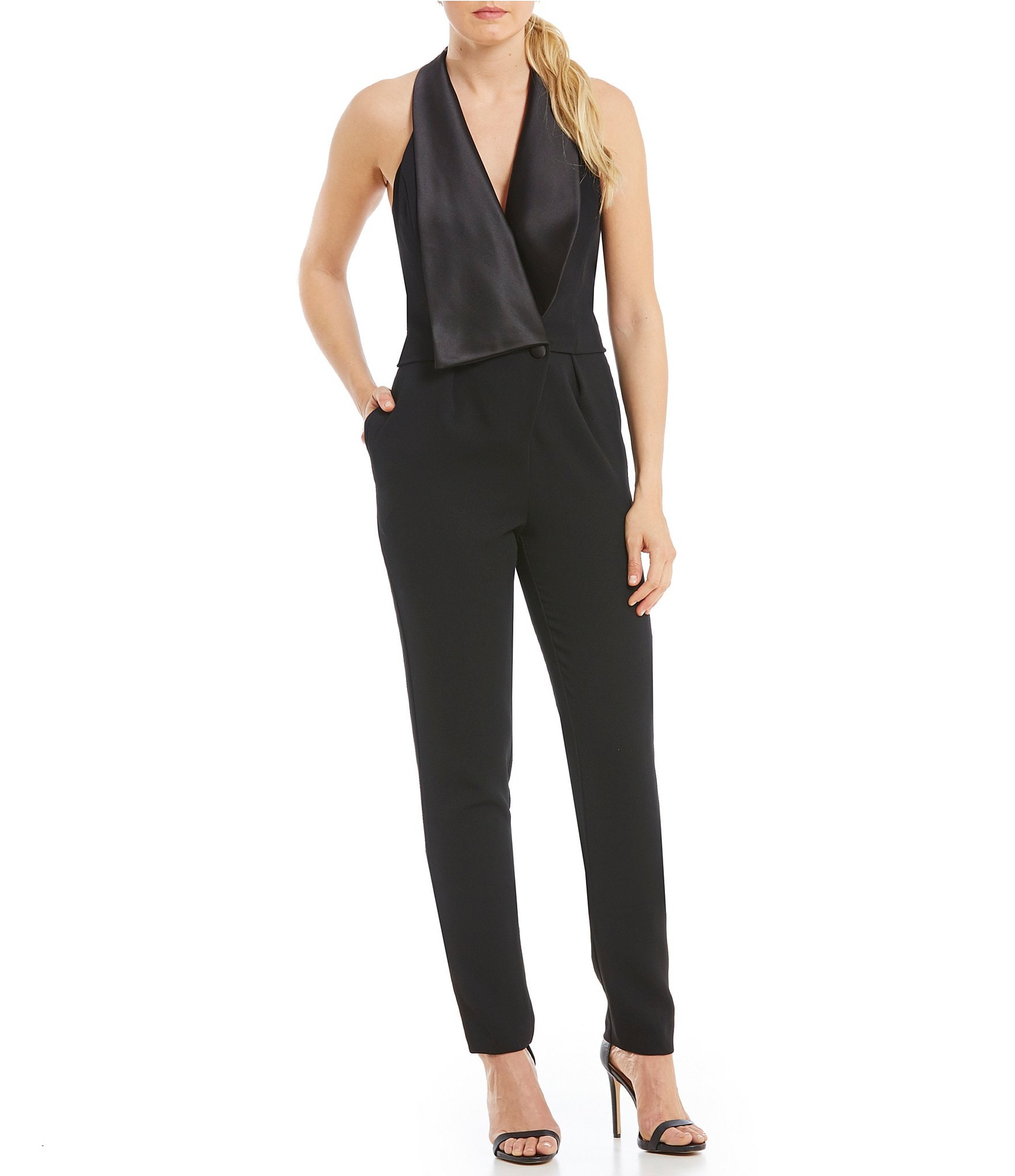 Xscape Tuxedo Halter Neck Jumpsuit | Dillards