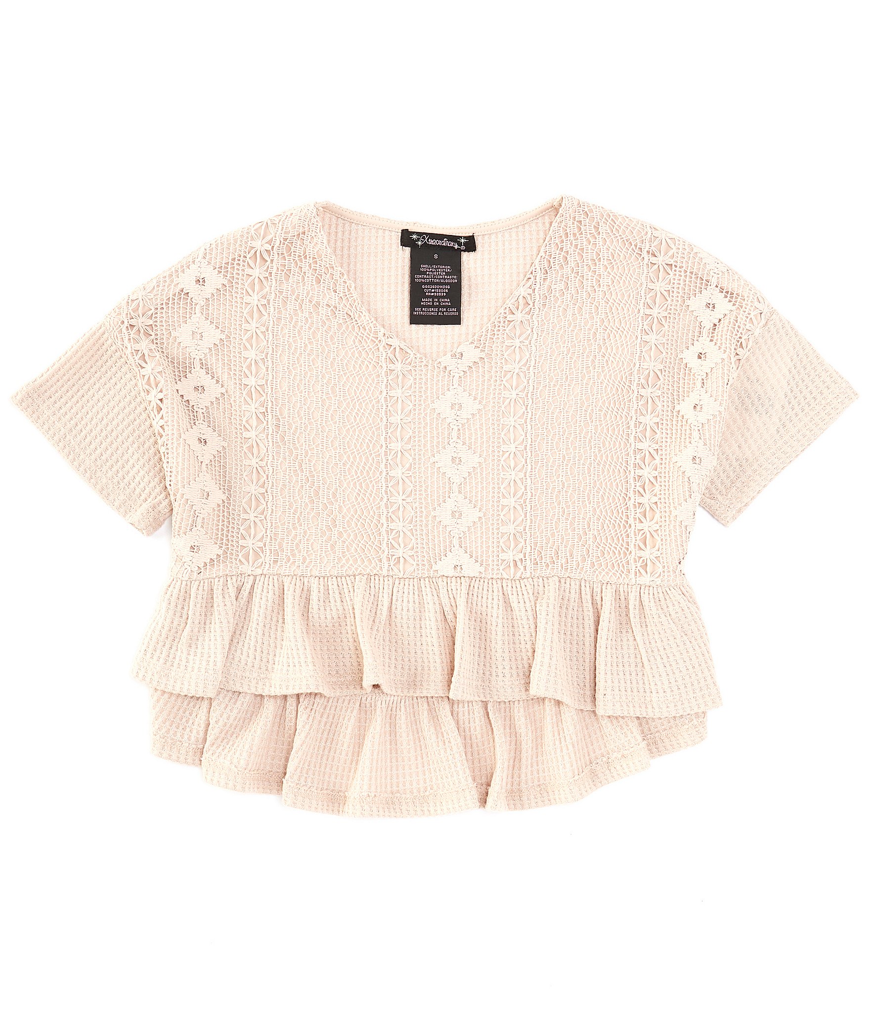 Xtraordinary Big Girls 7-16 Cap Sleeve Embroidered Top