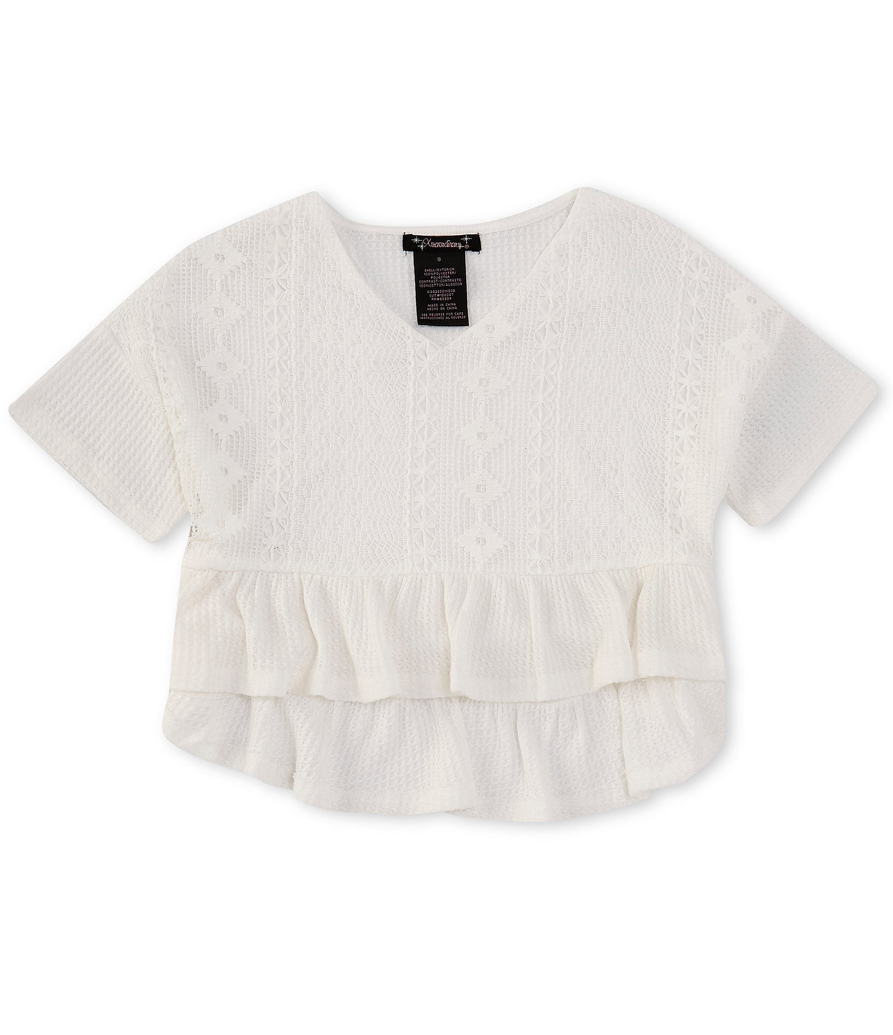 Xtraordinary Big Girls 7-16 Cap Sleeve Embroidered Top