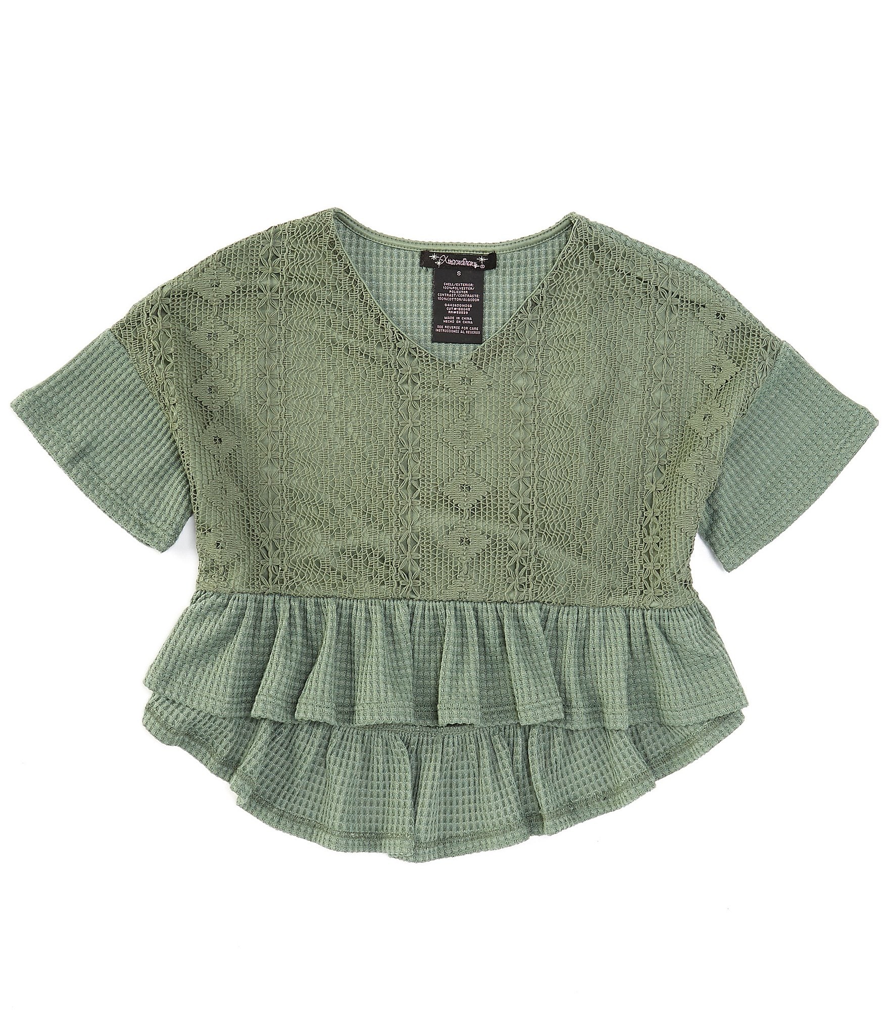 Xtraordinary Big Girls 7-16 Cap Sleeve Embroidered Top