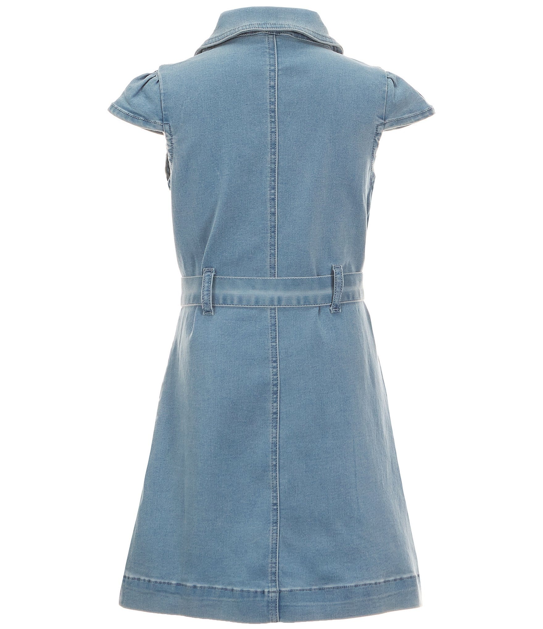 Xtraordinary Big Girls 7-16 Cap-Sleeve Tie-Waist A-Line Denim Dress