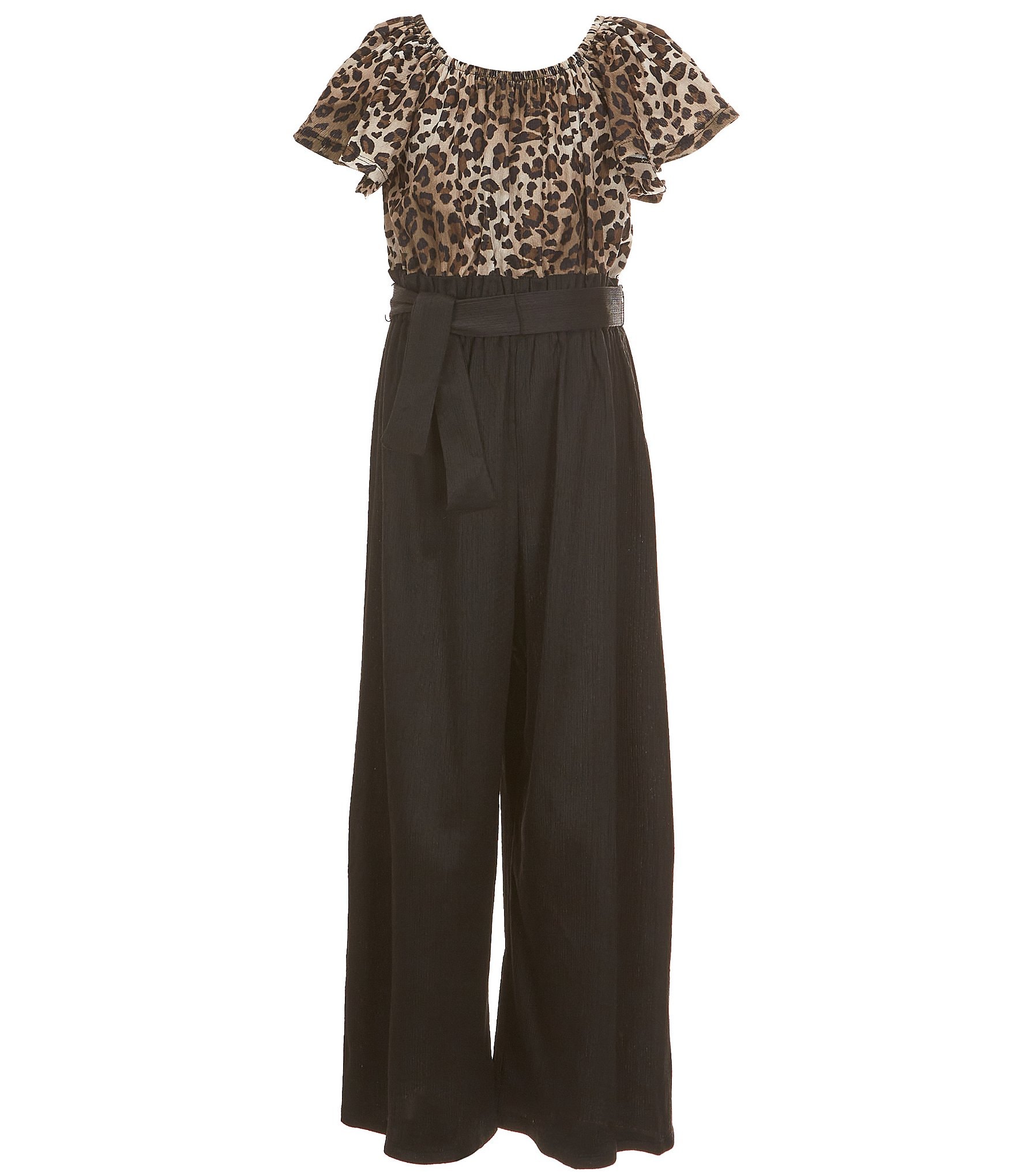 Xtraordinary Big Girls 7-16 Cheetah-Printed/Solid Jumpsuit