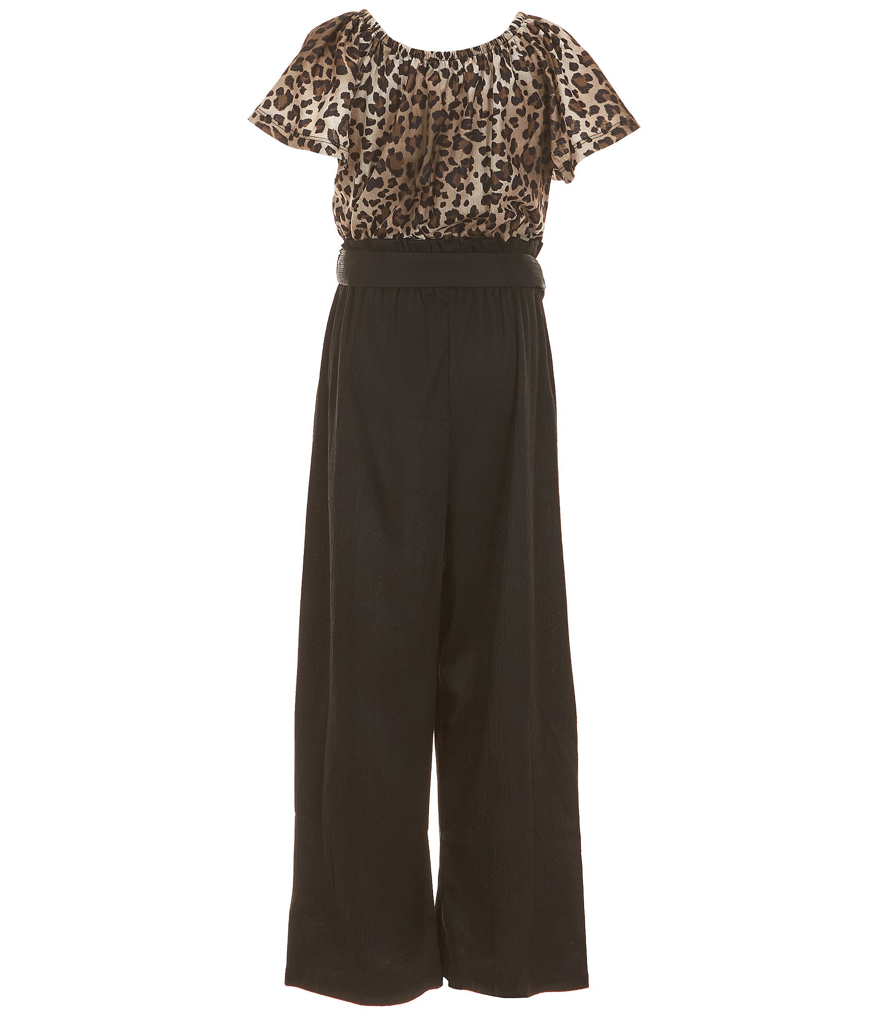 Xtraordinary Big Girls 7-16 Cheetah-Printed/Solid Jumpsuit