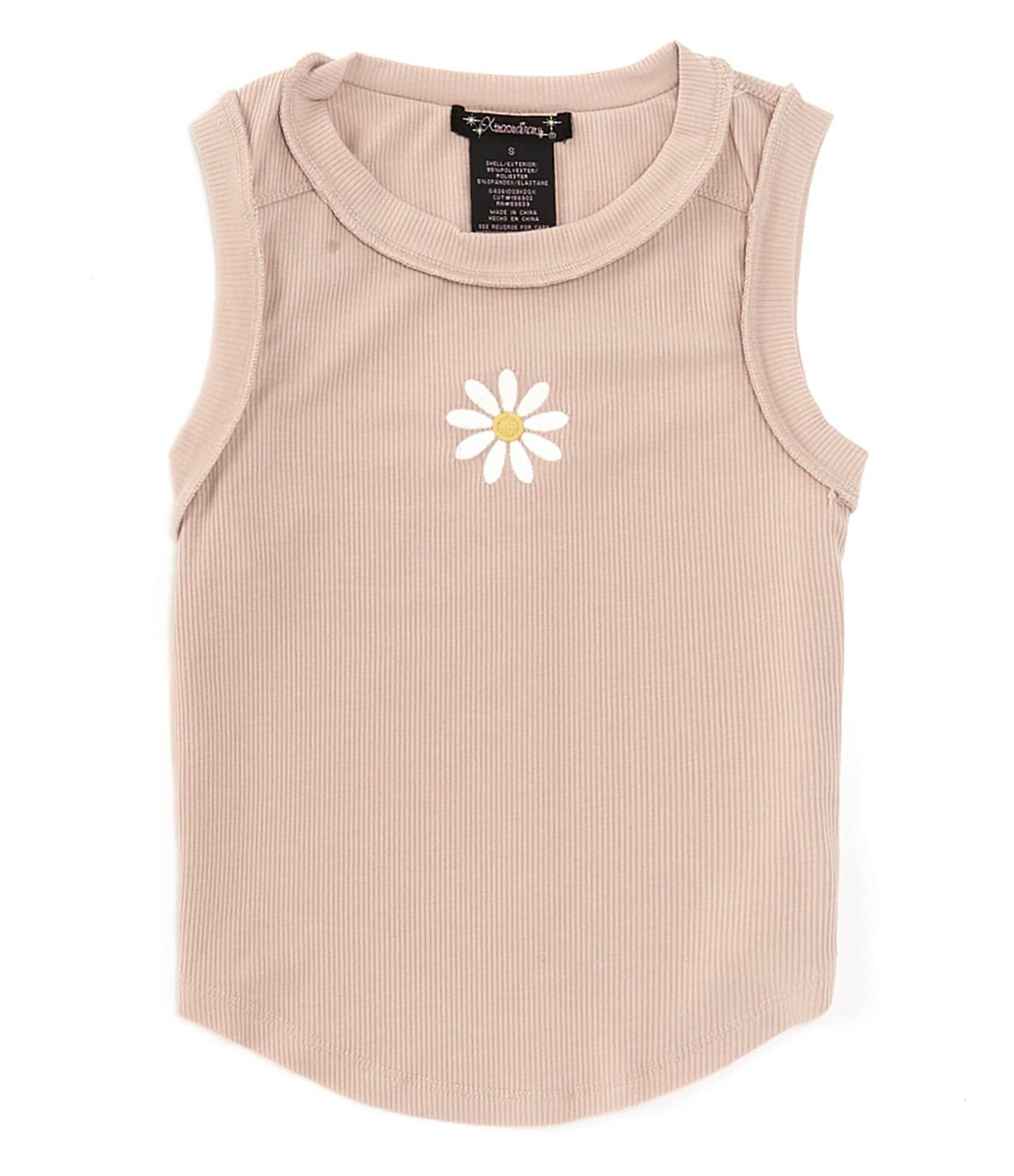 Xtraordinary Big Girls 7 16 Daisy Motif Rib Knit Tank Top Dillards