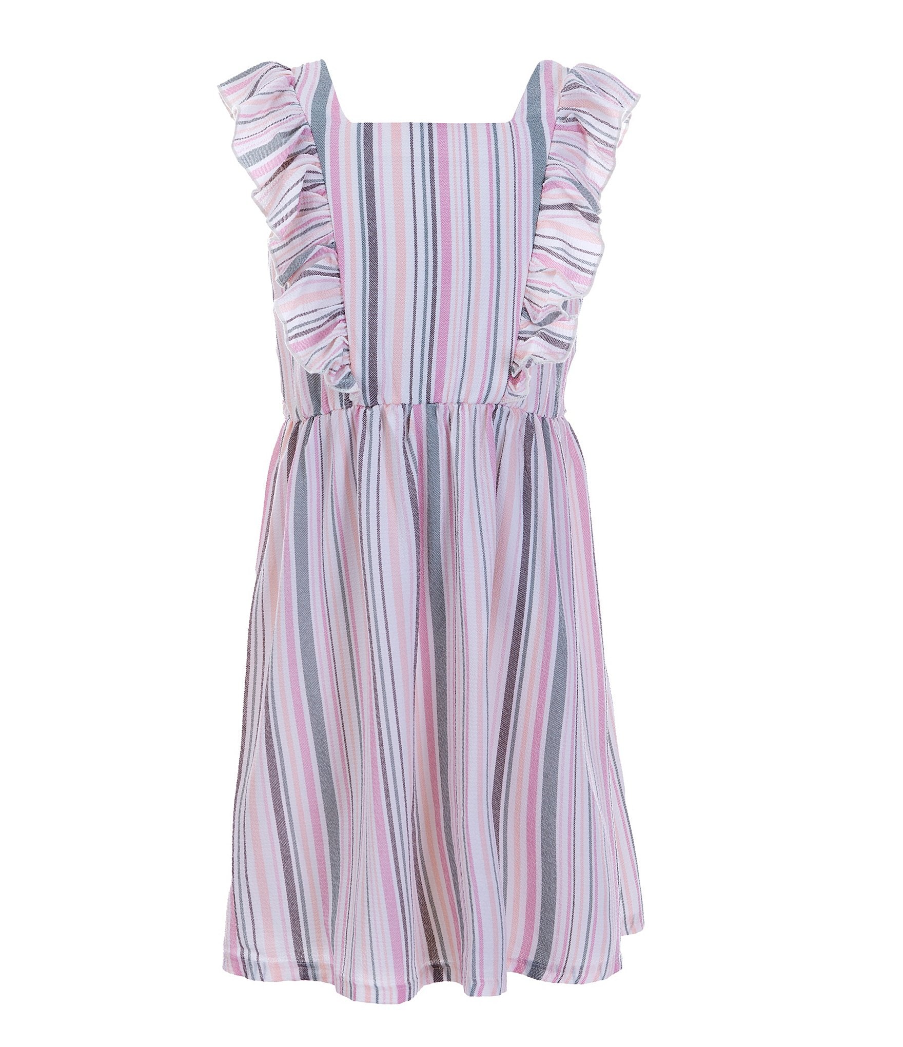 Xtraordinary Big Girls 7 16 Flutter Sleeve Vertical Stripe Fit And Flare Dress Dillards 6667