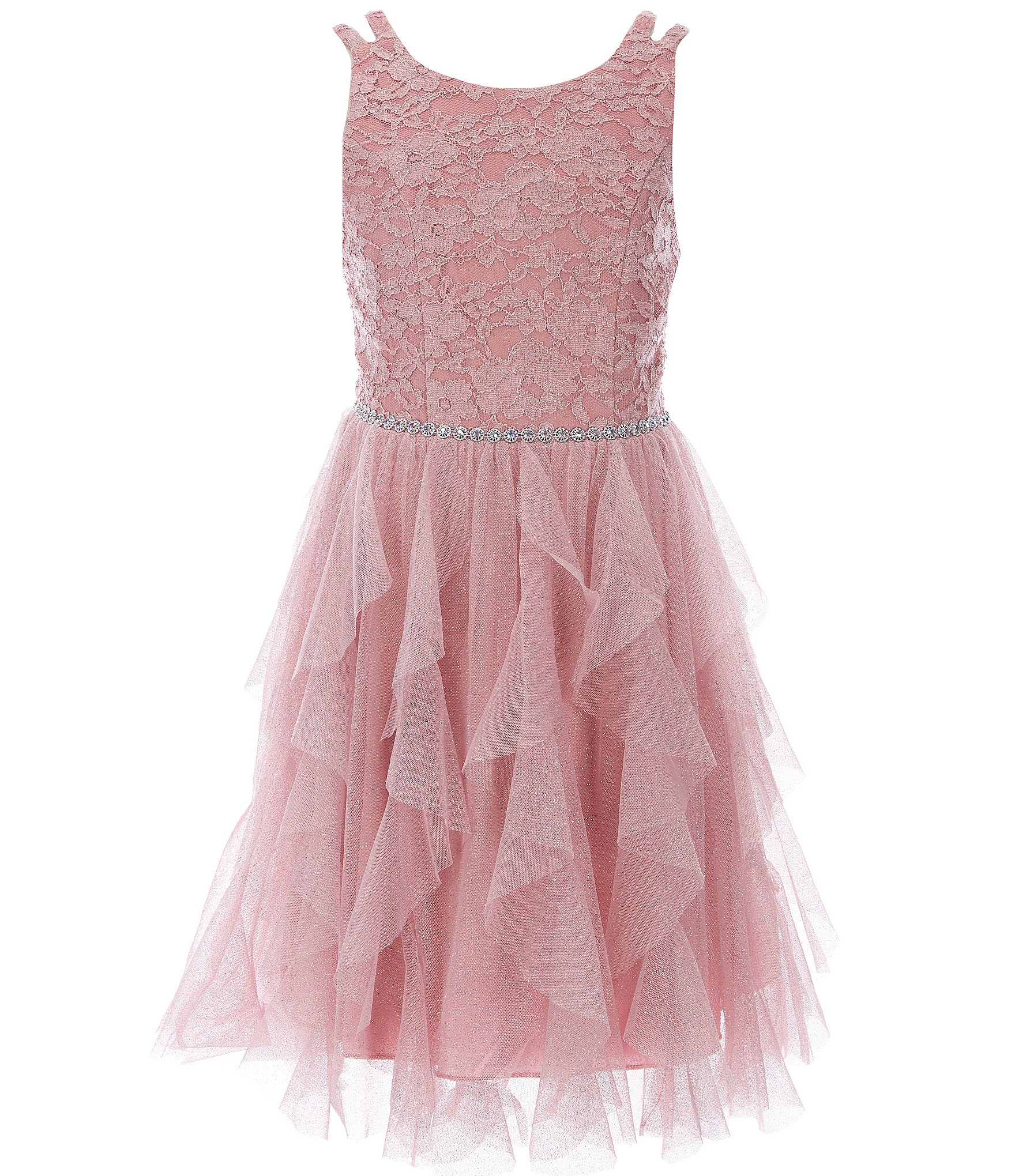 Xtraordinary Big Girls 7-16 Lace-Bodice/Corkscrew-Skirted Fit-And-Flare ...