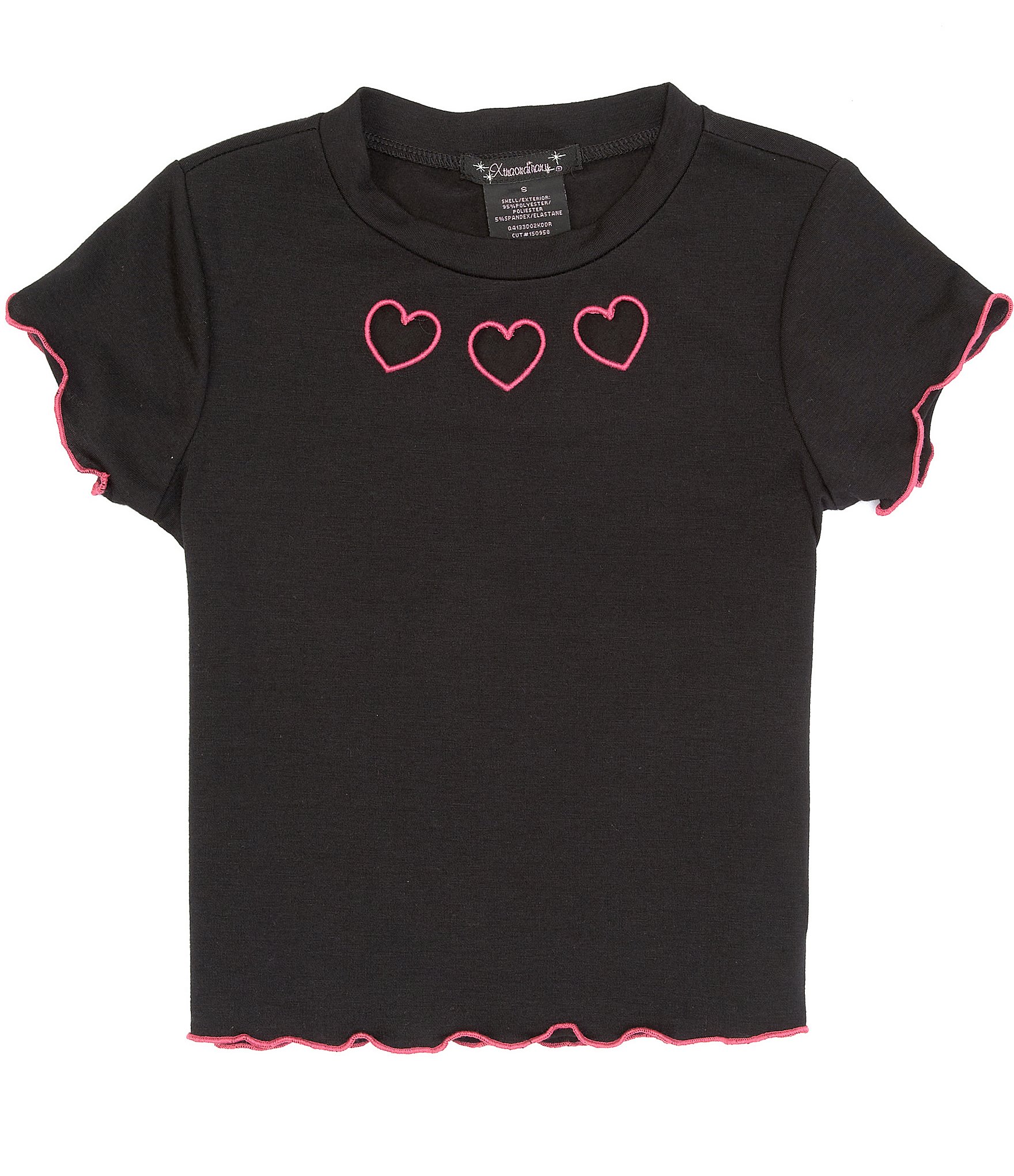 Xtraordinary Big Girls 7-16 Short-Sleeve Embroidered Heart Laser Cut ...