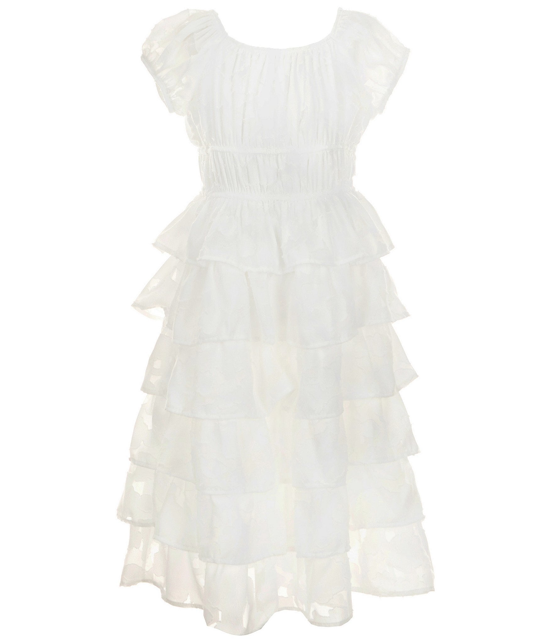 Xtraordinary Big Girls 7 16 Short Sleeve Tiered Burnout Chiffon Long