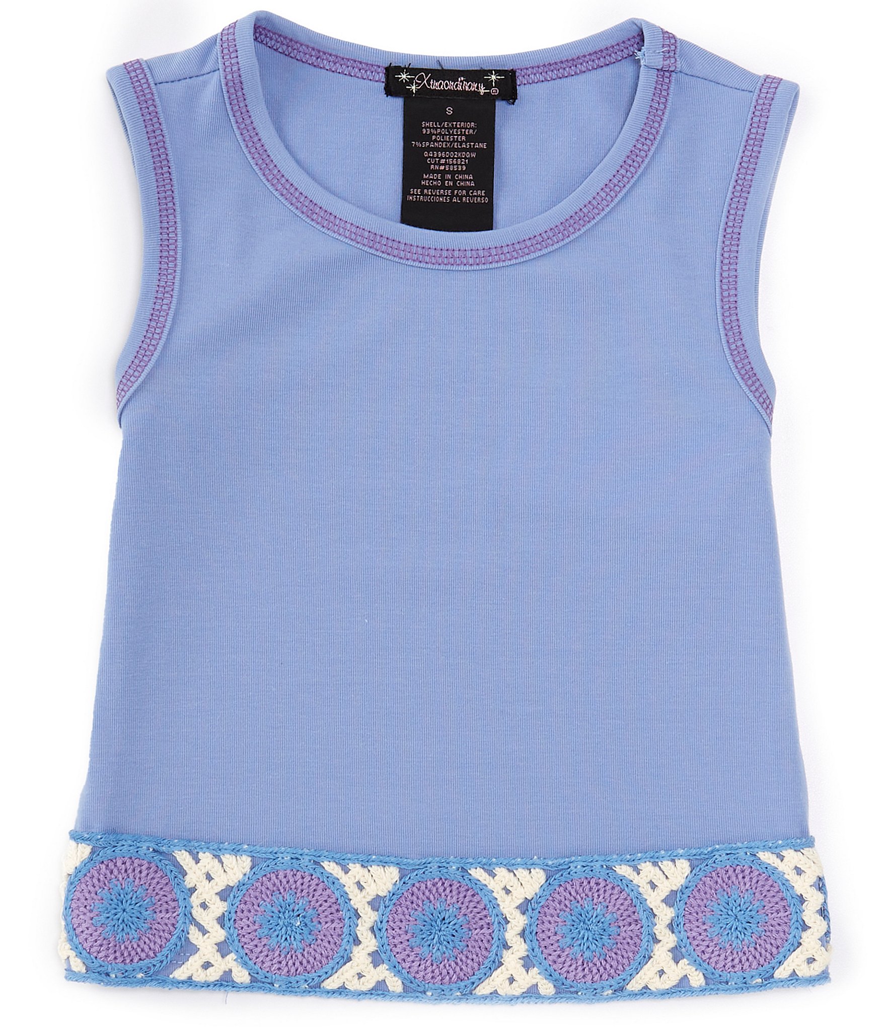 Xtraordinary Big Girls 7-16 Sleeveless Crocheted-Hem Tank Top