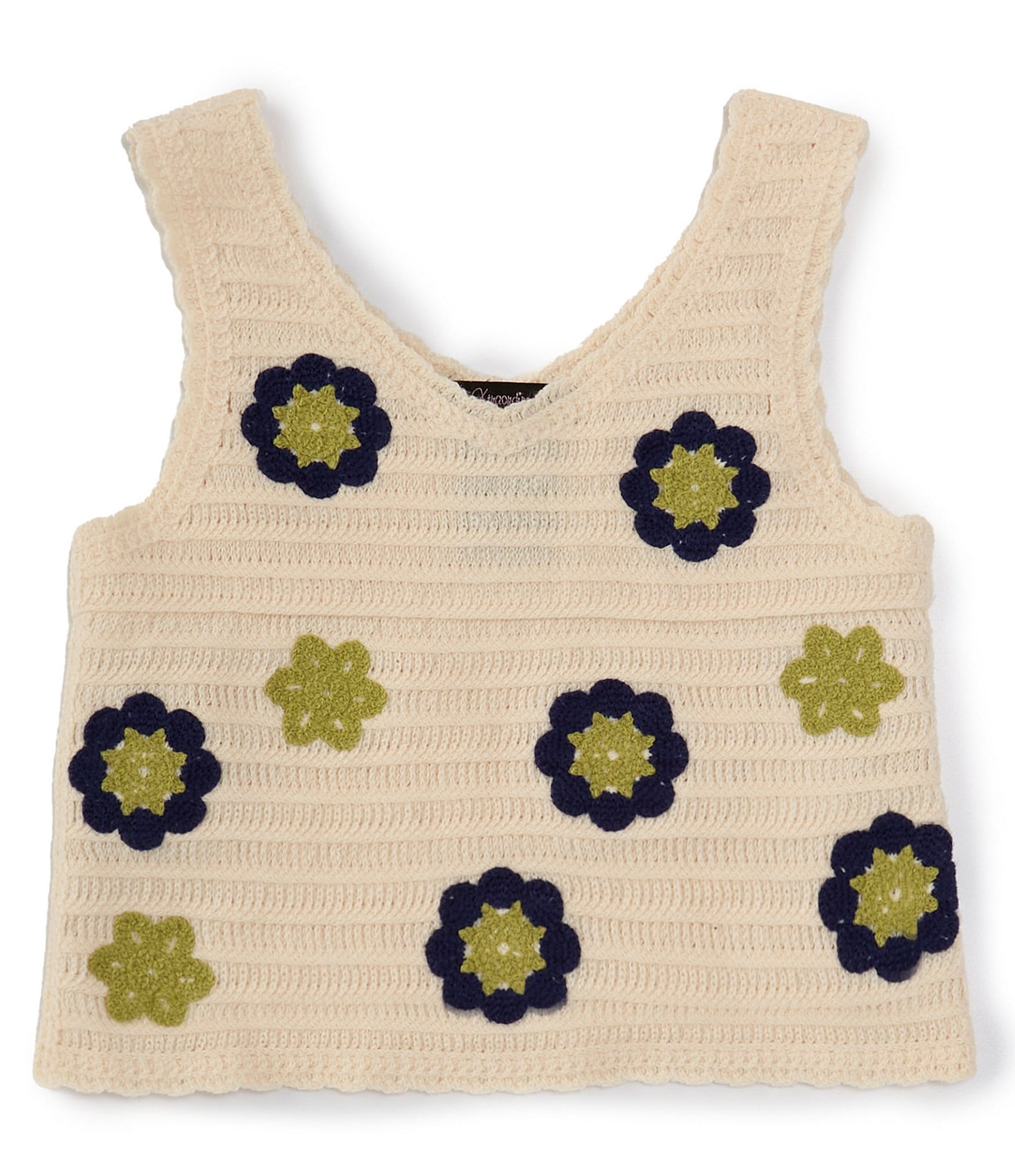 Xtraordinary Big Girls 7-16 Sleeveless Floral-Crocheted Tank Top