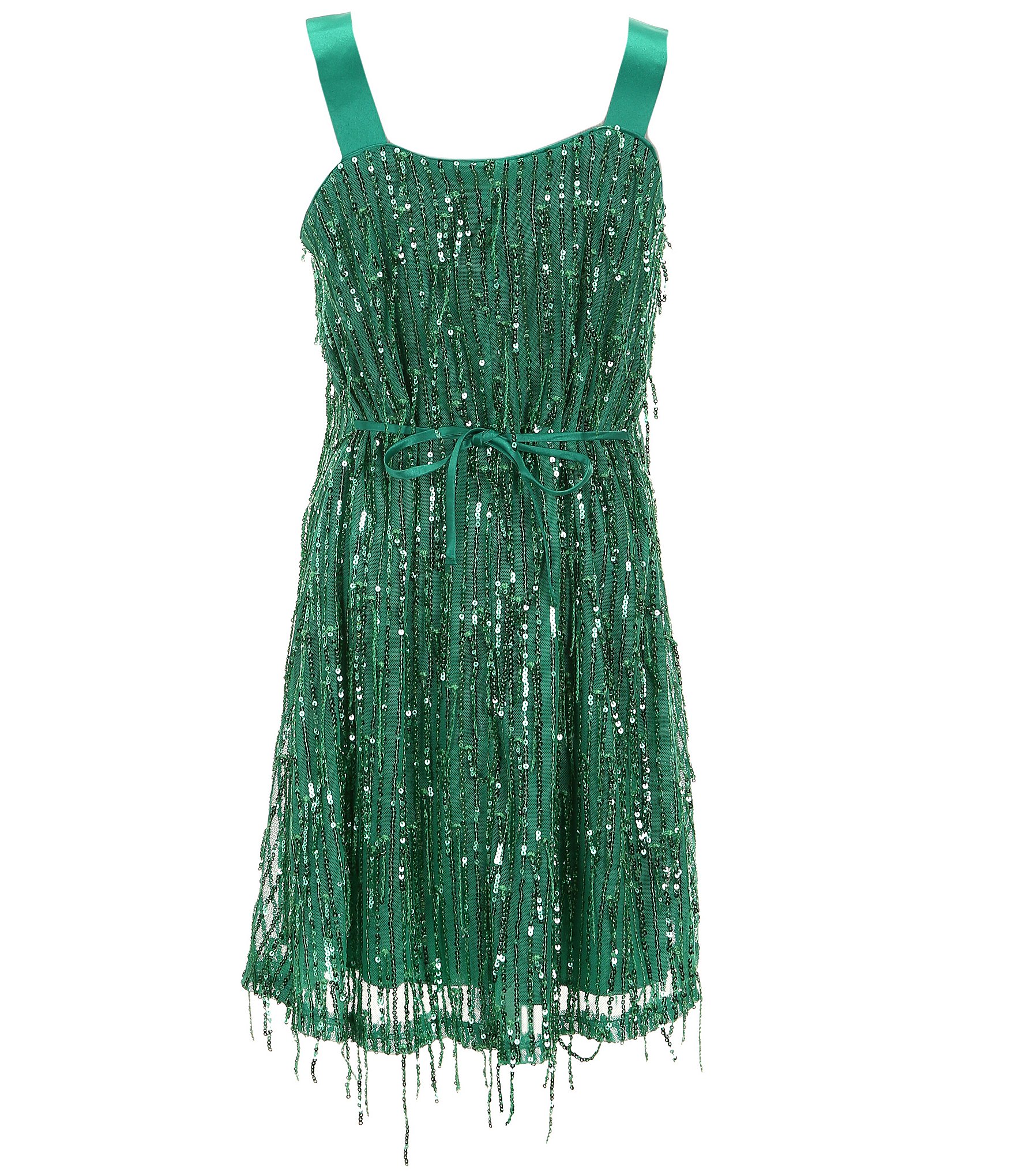 Xtraordinary Big Girls 7-16 Sleeveless Sequin-Embellished Fringe-Trimmed Sheath Dress