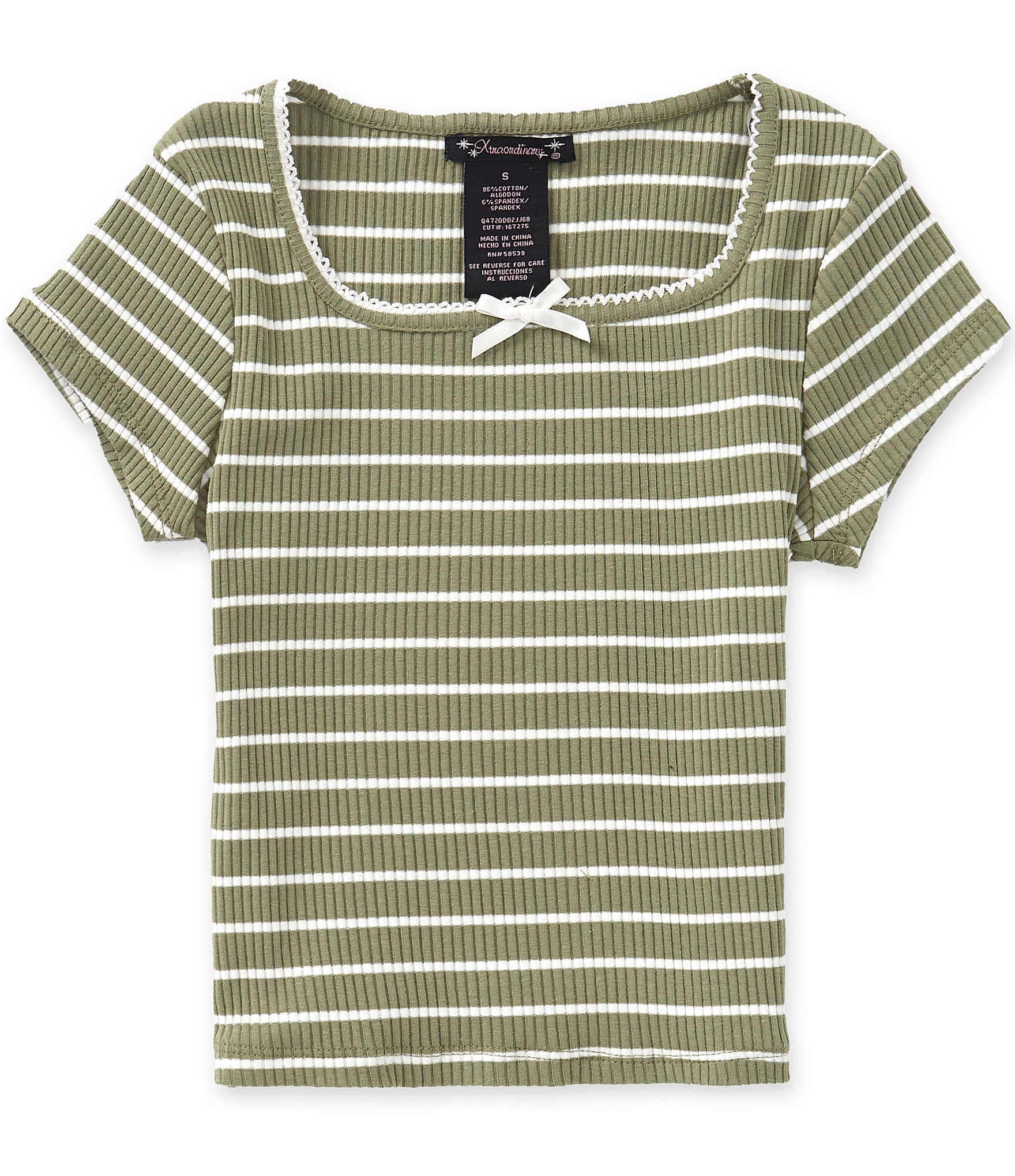 Xtraordinary Big Girls Stripe Square Neck Tee