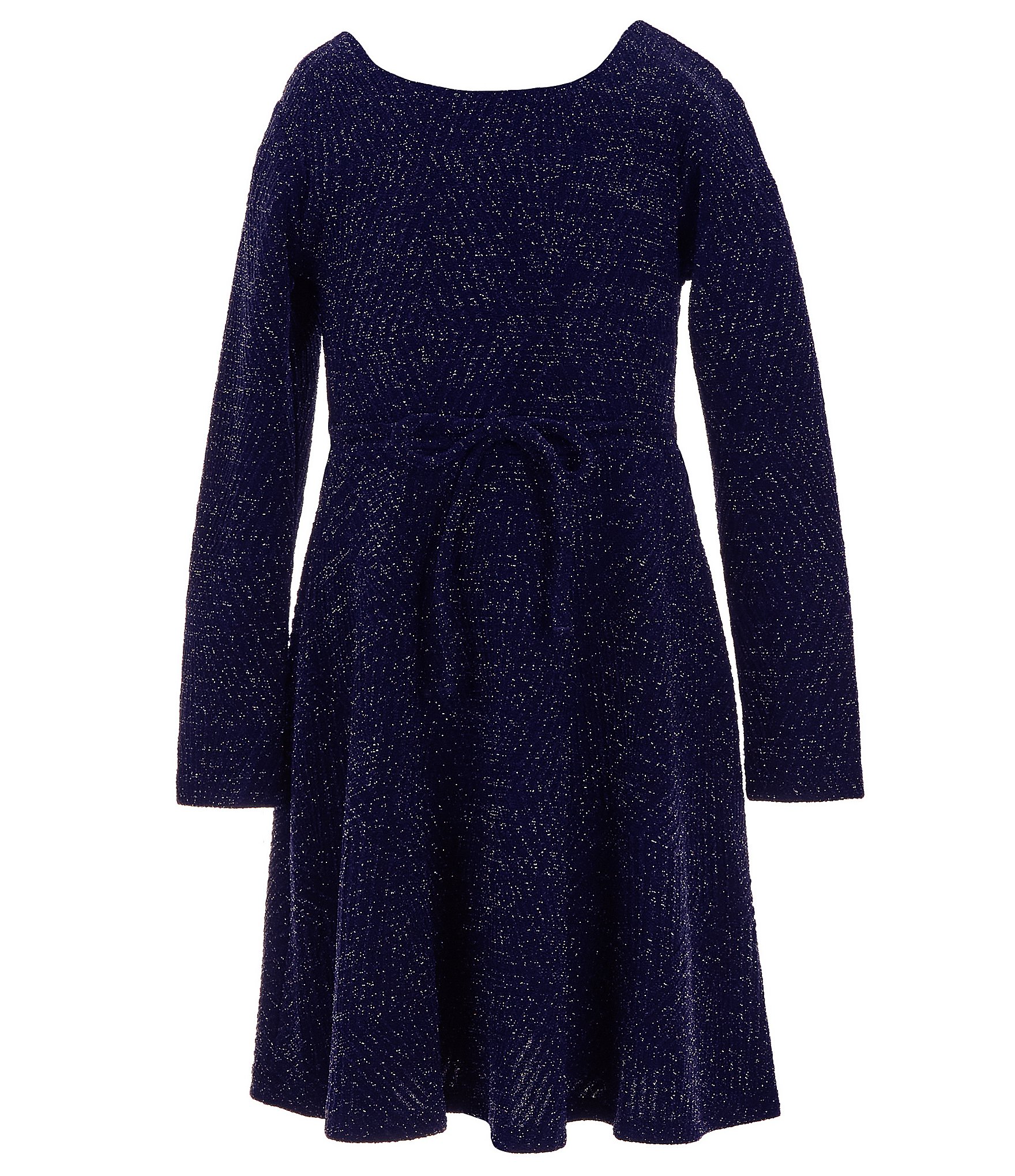 Xtraordinary Little Girls 4 6X Long Sleeve Glitter Knit Fit And Flare Dress Dillard s