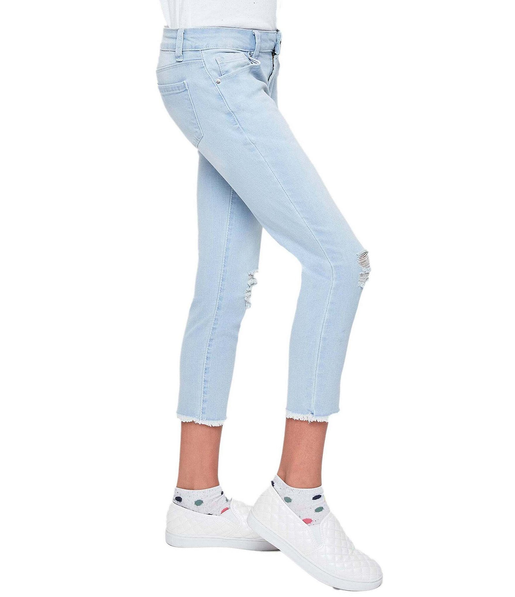 YMI Jeanswear Big Girls 7-14 Mid-Rise Frayed Hem Ankle Jeans