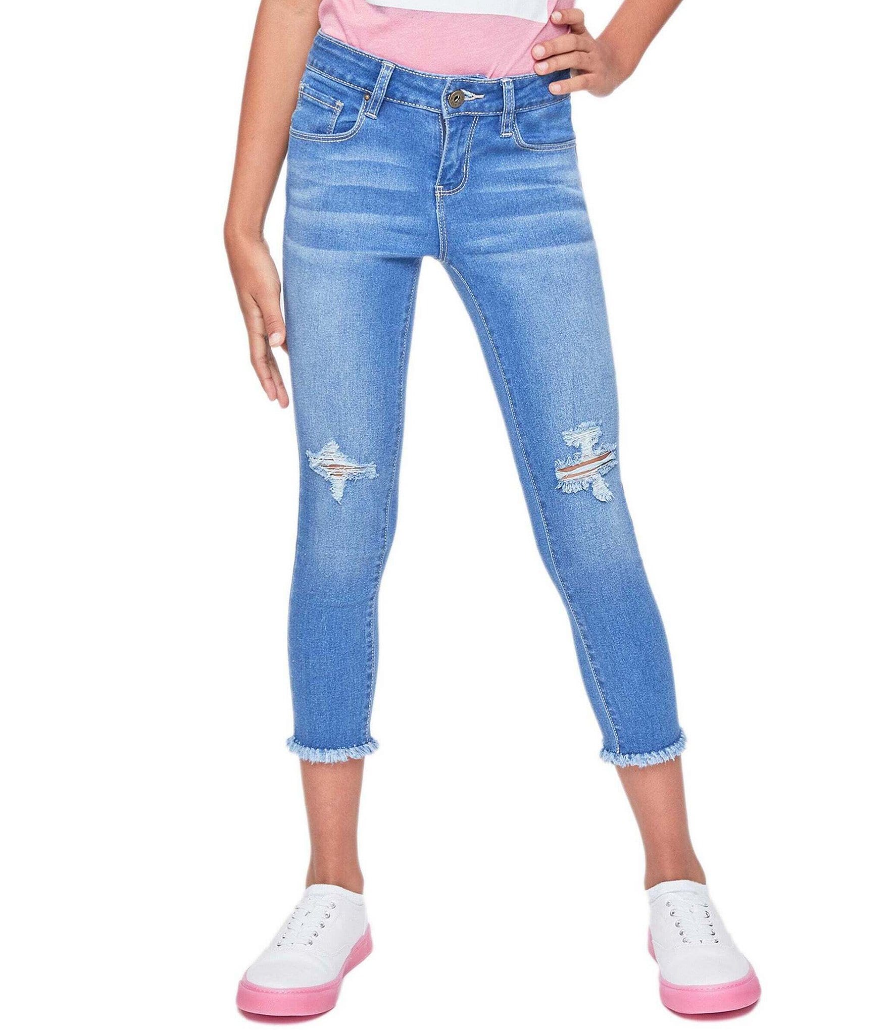 YMI Jeanswear Big Girls 7-14 Mid-Rise Frayed Hem Ankle Jeans