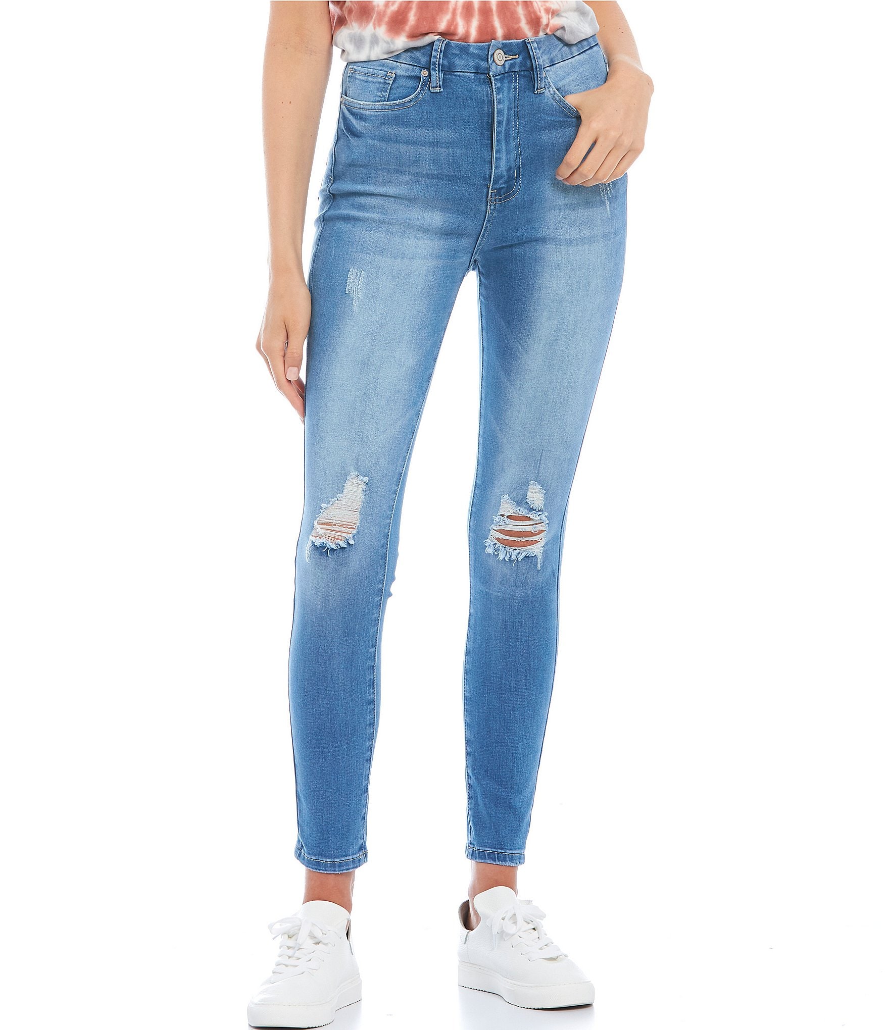 Rijden morfine Gek YMI Jeanswear Destructed High Rise Curvy Skinny Jeans | Dillard's