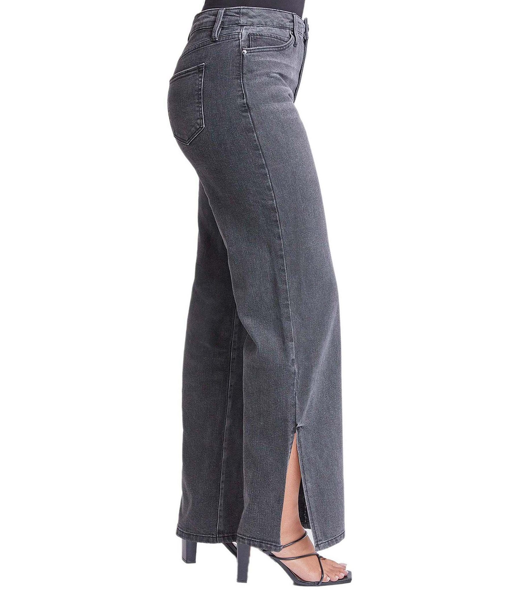 YMI Jeanswear High Rise Side Slit Hem Straight Leg Jeans