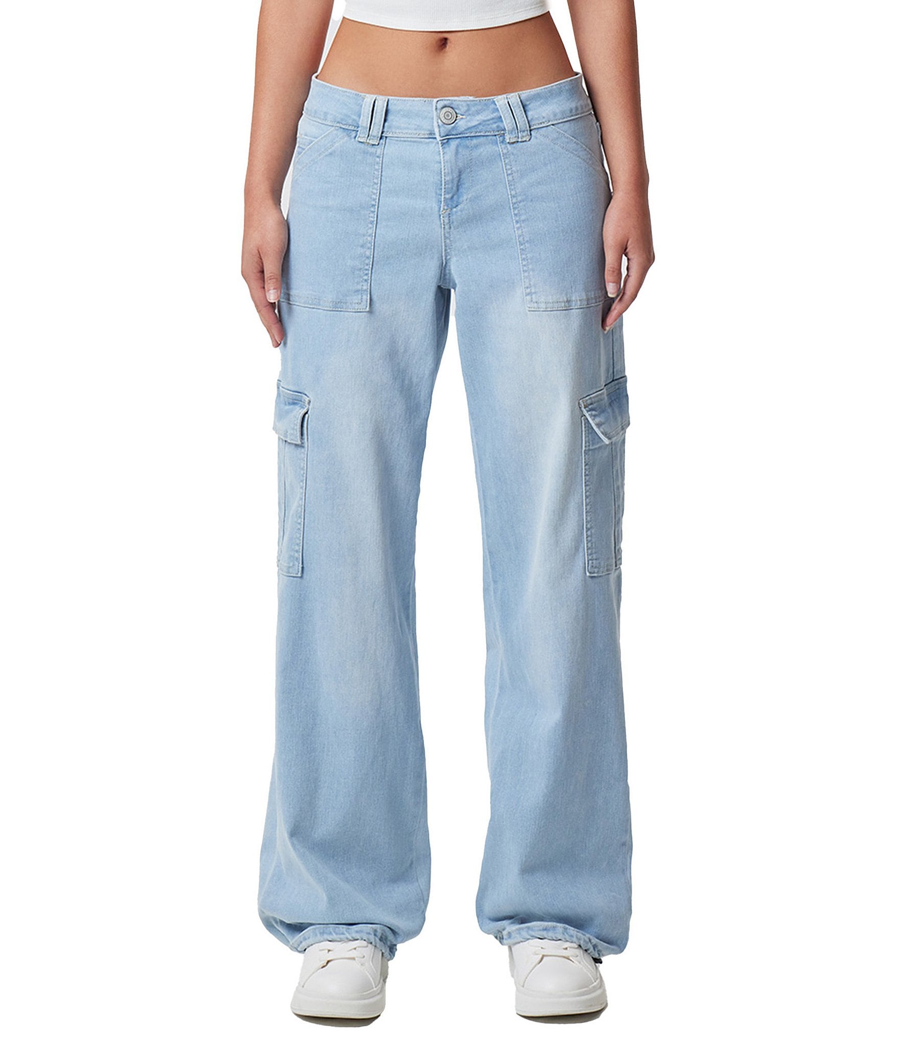 YMI Jeanswear Low Rise Bungee Hem Straight Cargo Jeans | Dillard's