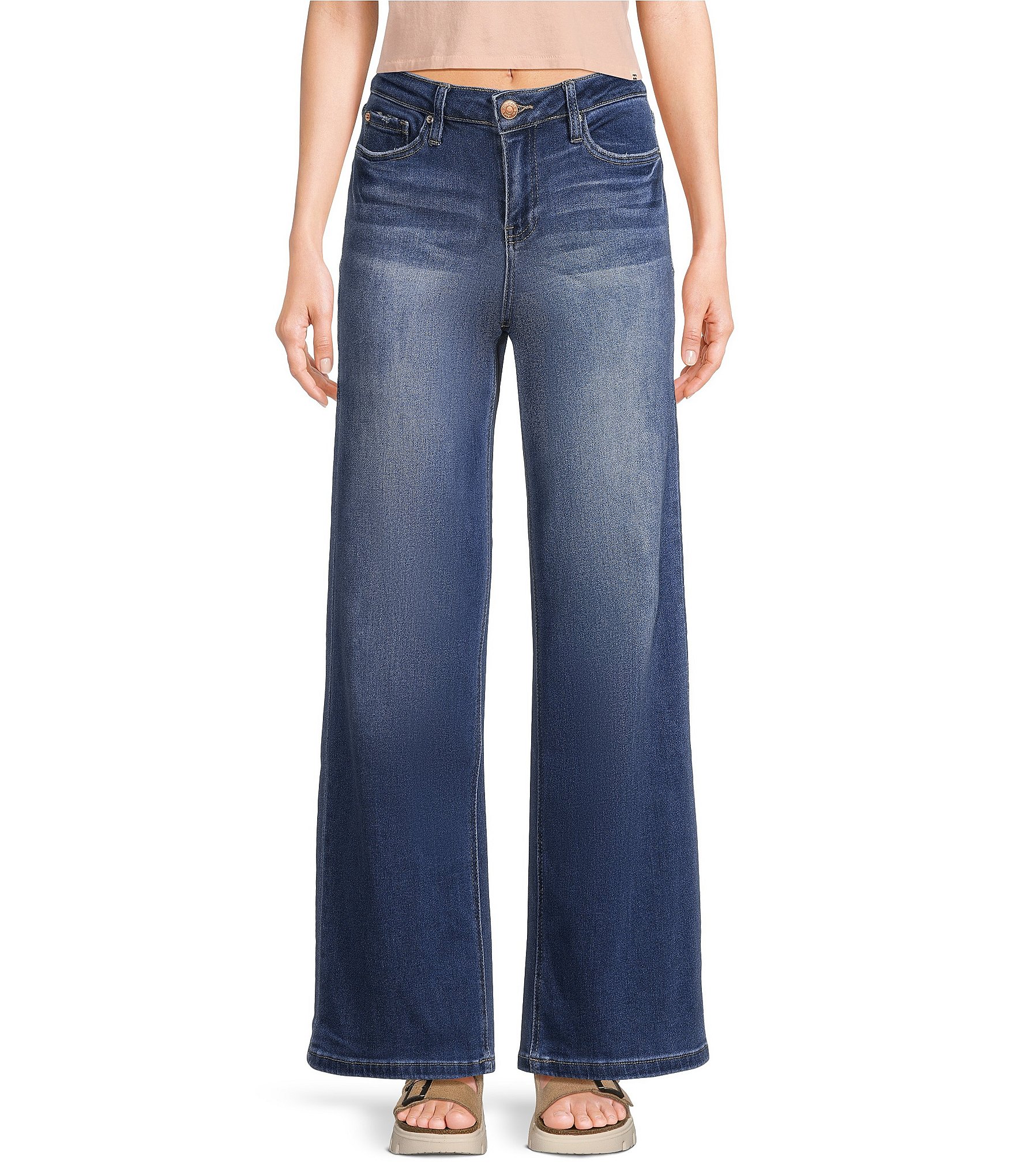 YMI Jeanswear Mid Rise Wide Leg Jeans