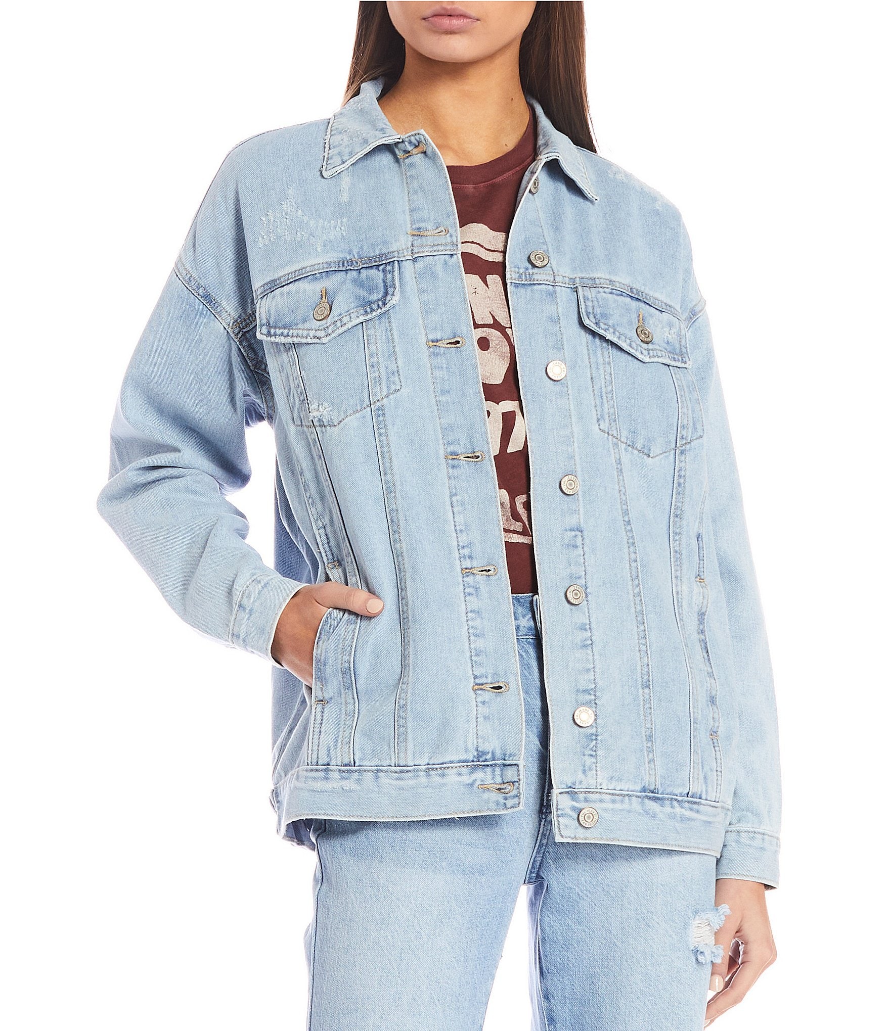YMI Jeanswear Oversize Denim Jacket | Dillard's