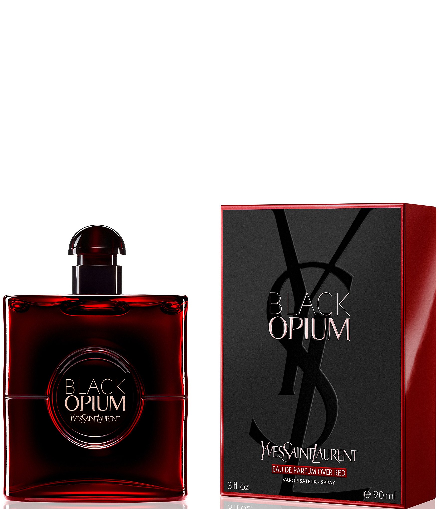 Yves Saint Laurent Beaute Black Opium Eau de Parfum Over Red