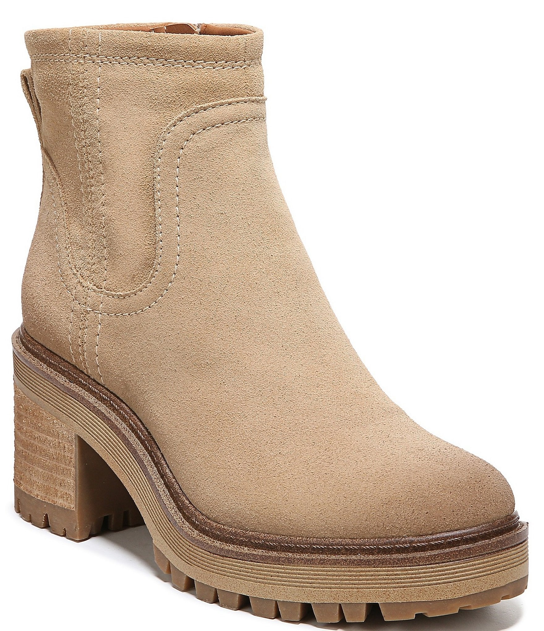 lugged block heel bootie