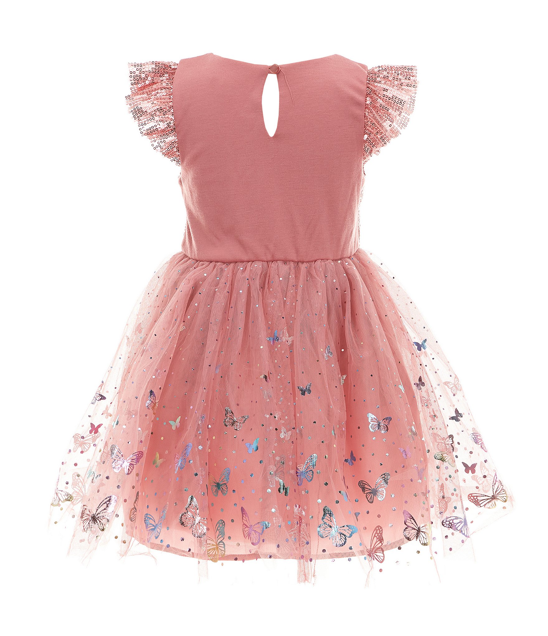 Zunie Little Girls 2-6X Sequin Flutter Sleeve Butterfly Dress