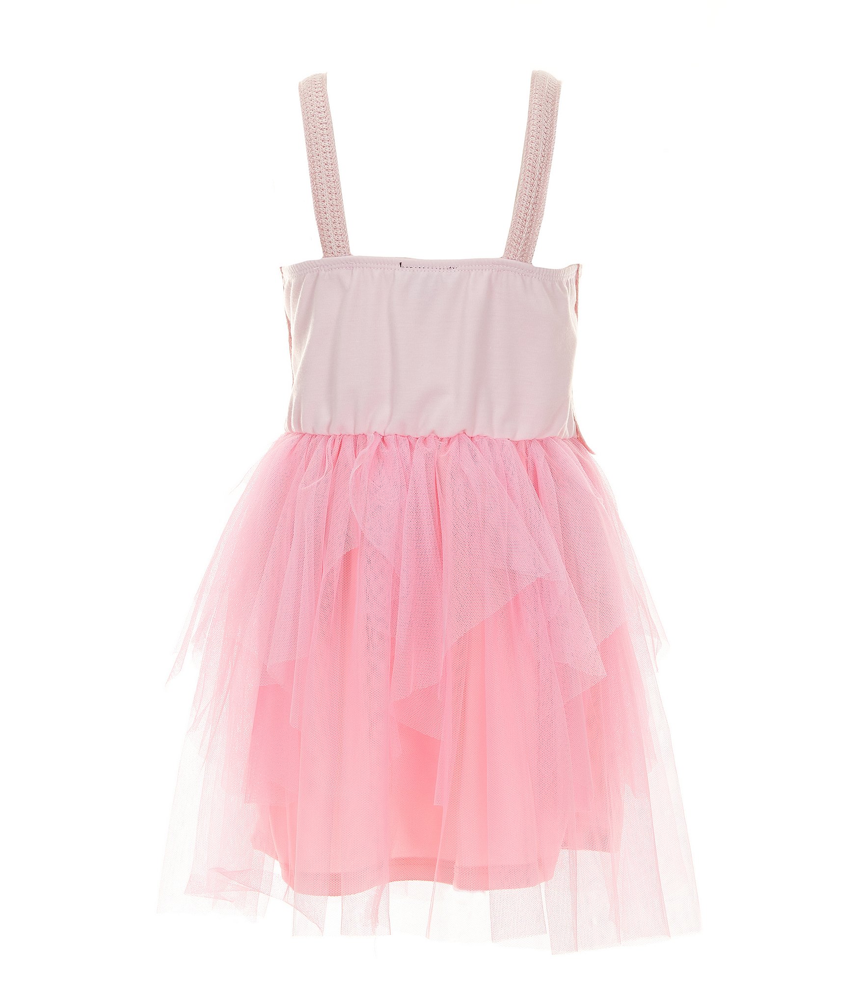 Zunie Little Girls 2-6X Sleeveless Crocheted-Butterfly Bodice/Tutu Mesh Skirted Fit-And-Flare Dress