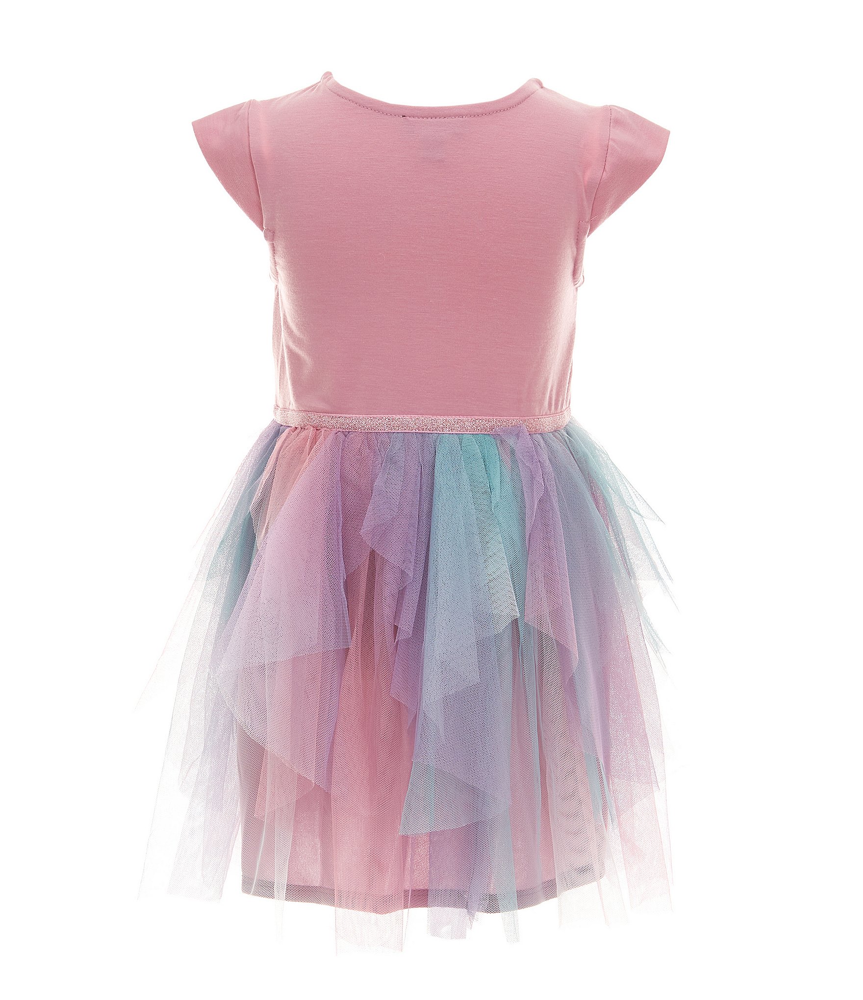 Zunie Little Girls 2T-6X Cap-Sleeve Butterfly-Motif/Cascading Mesh Tutu Dress