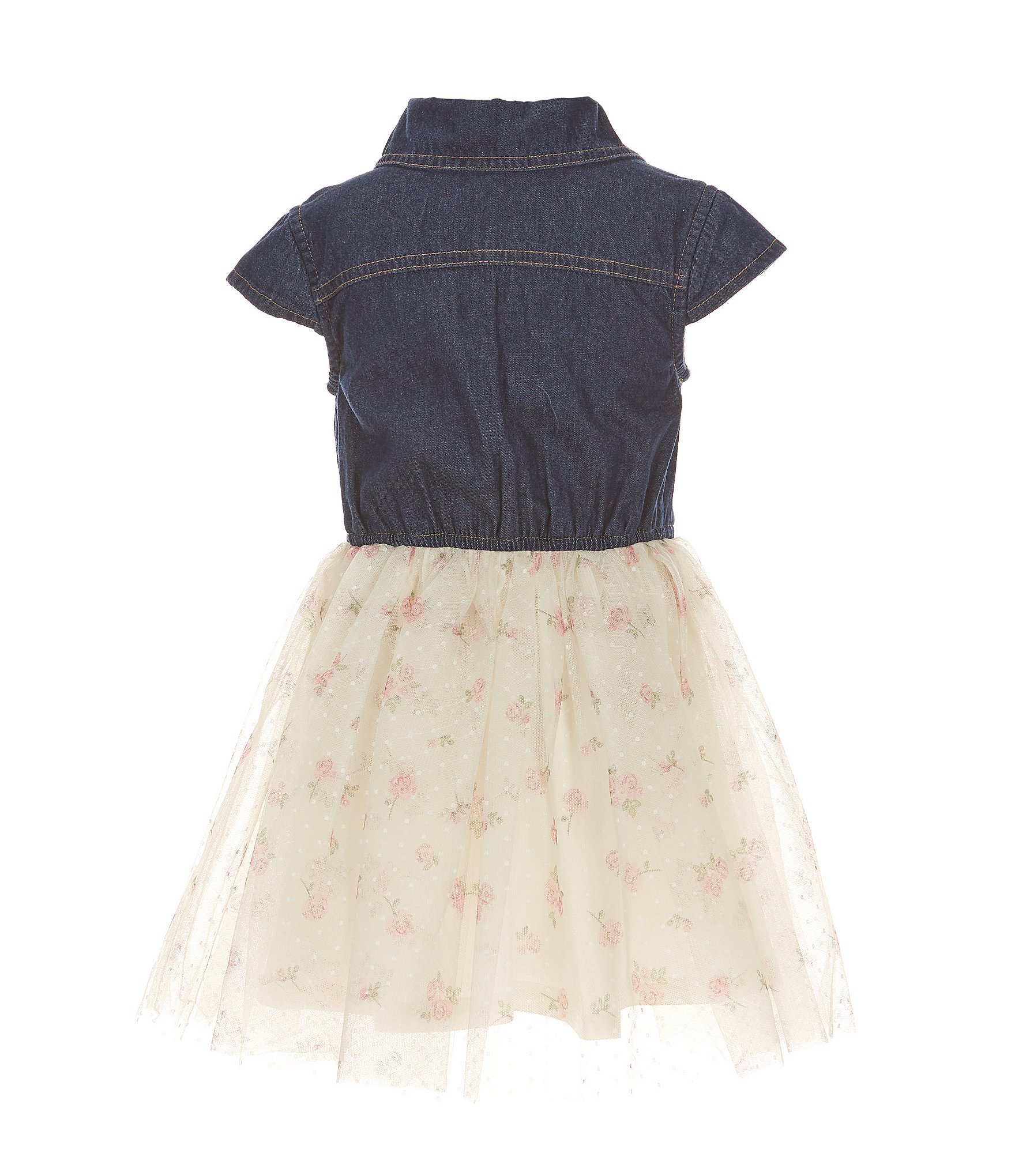 Zunie Little Girls 4-6X Short-Sleeve Denim/Floral Tutu Dress