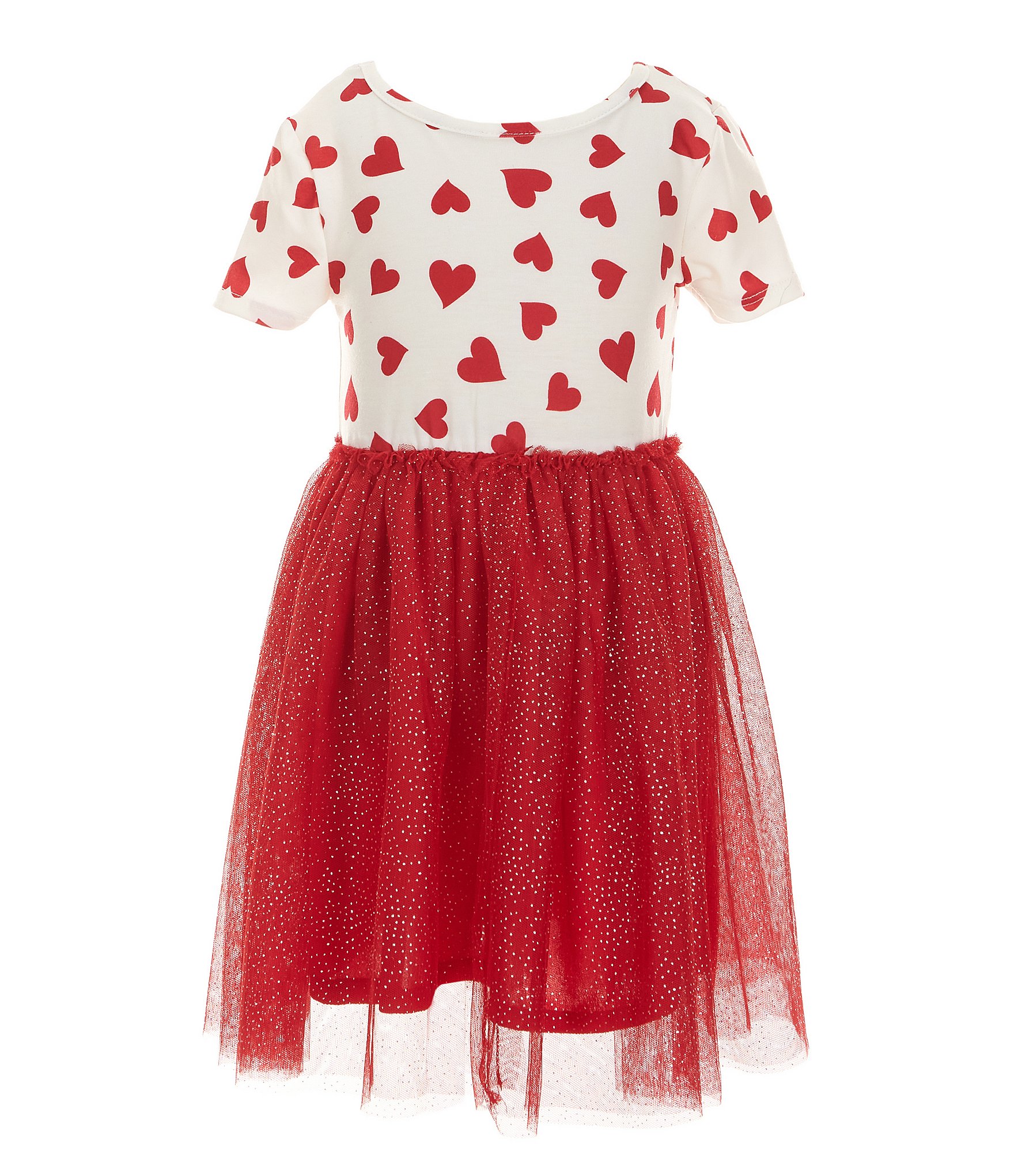Zunie Little Girls 4-6X Short Sleeve Heart Printed Tutu Dress With ...