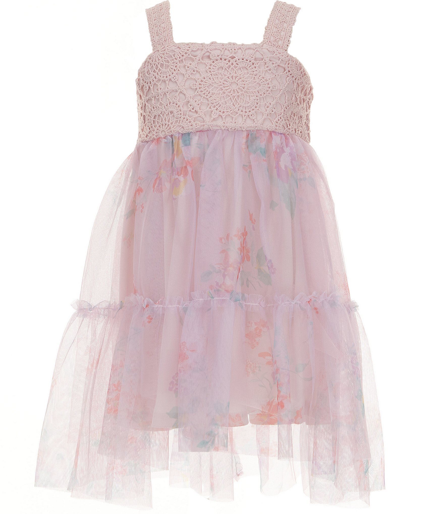 Zunie Little Girls 4-6X Sleeveless Crocheted-Bodice/Tiered
